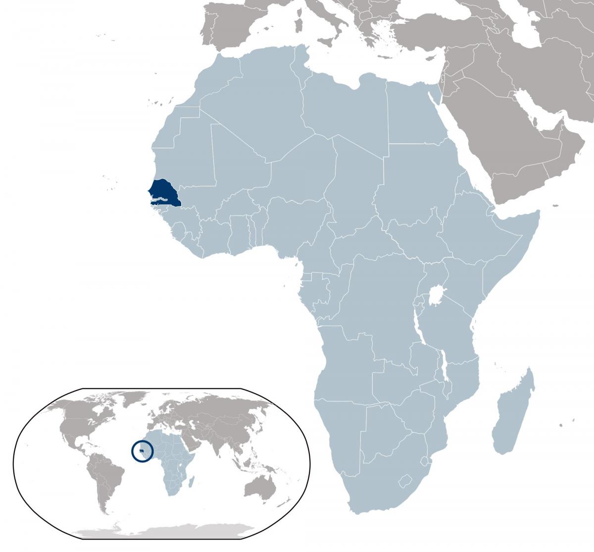 kartta Senegalin sijainti maailmassa