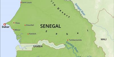 Kartta fyysinen kartta Senegal