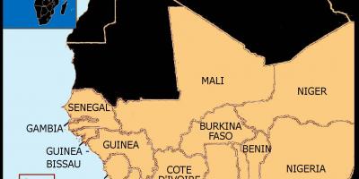 Kartta Senegalin kartta länsi-afrikassa