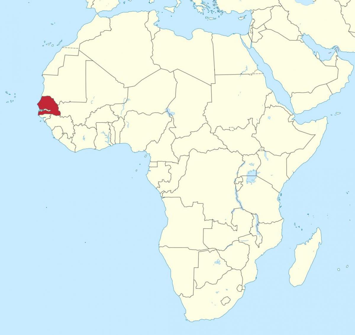 Senegalin ja afrikan kartta - Senegal on afrikan kartan (Länsi-Afrikka -  Afrikka)