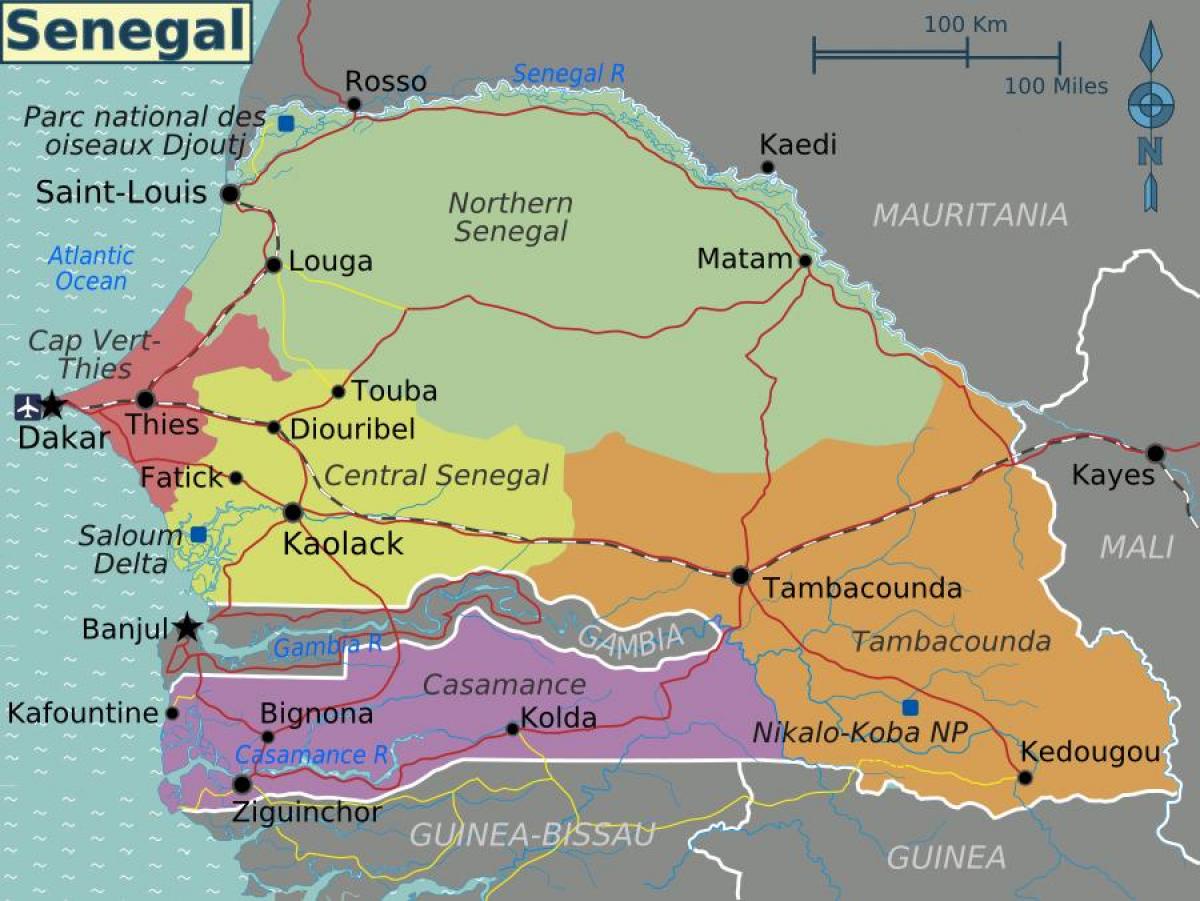 kartta Senegalin poliittinen