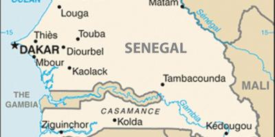 Kartta Senegalin ja ympäröivien maiden